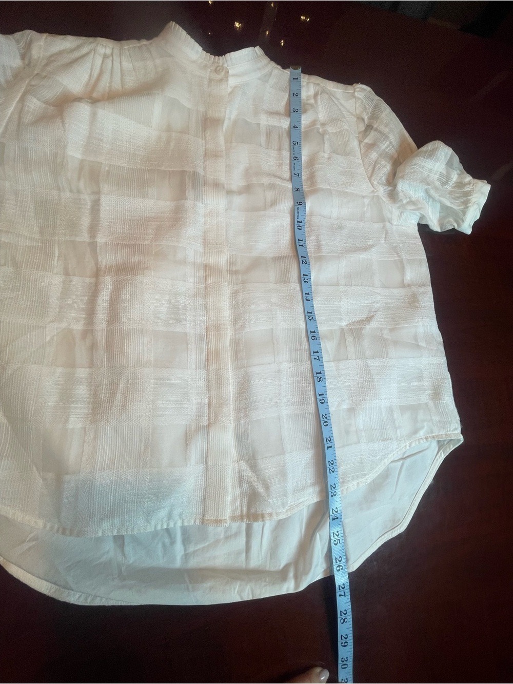 Rag & Bone White Jordan Plaid Short Sleeve Ruffle Collar Puff Blouse Top L NWT - Picture 6 of 10